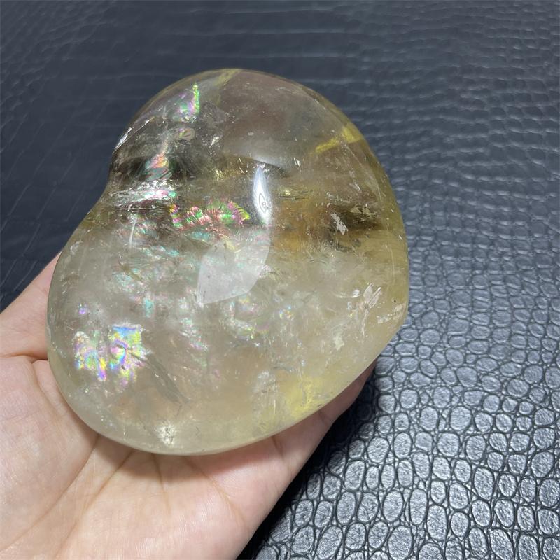 917g Rainbow Clear Citrine Quartz Heart Crystal Natural Stone Quartz Stone Minerals Home Decoration Reiki