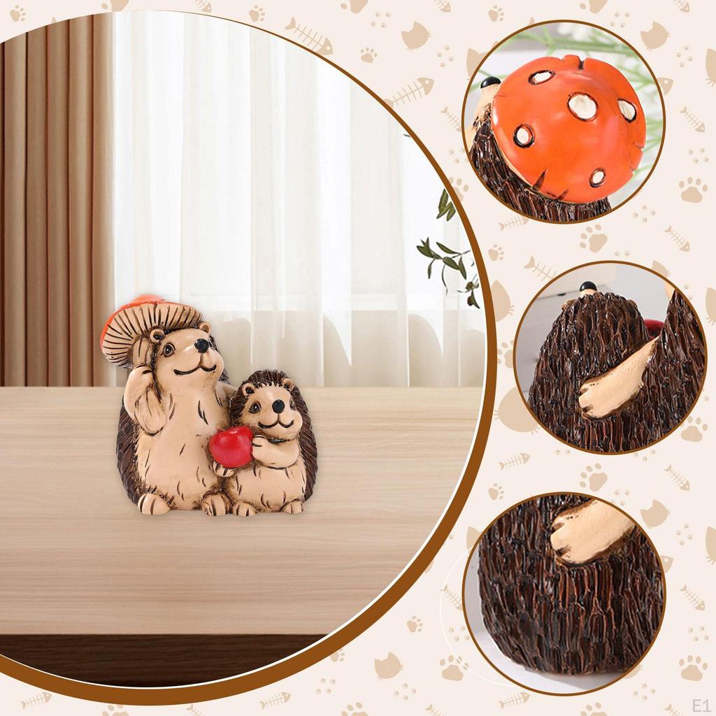 Hedgehog Figurine Animal Sculpture Small Creative Desktop Ornament Garden Accessories for Fireplace