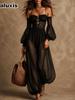 Nieuw Dames Franse Stijl Gaas Lantaarnmouw Bodycon Broekpak