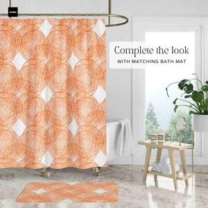 Orange Shower Curtain • Mid Century Modern Bathroom Decor • Shower Curtains W90xH180cm
