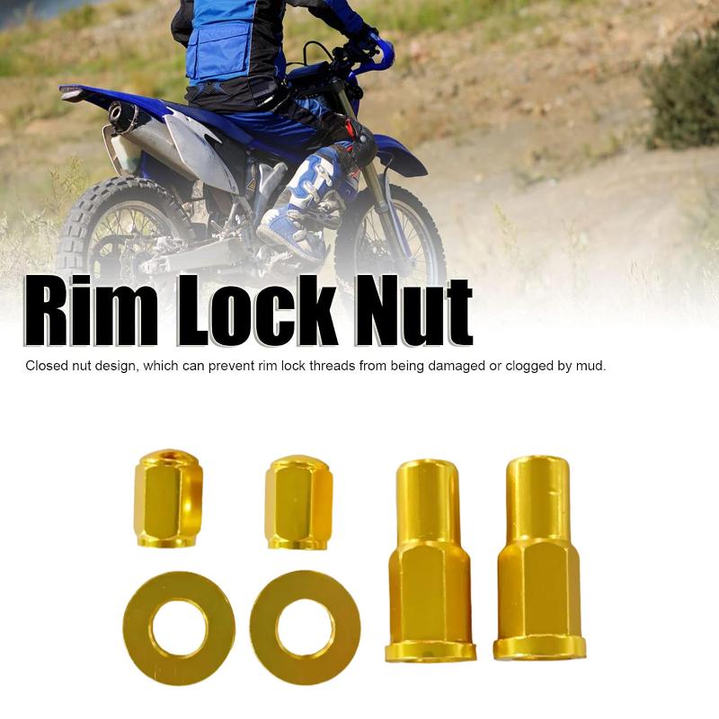 New Gold Color Motorcycle Tire Valve Cap Set-Lock Nuts Kit With Bolts And Washers Included