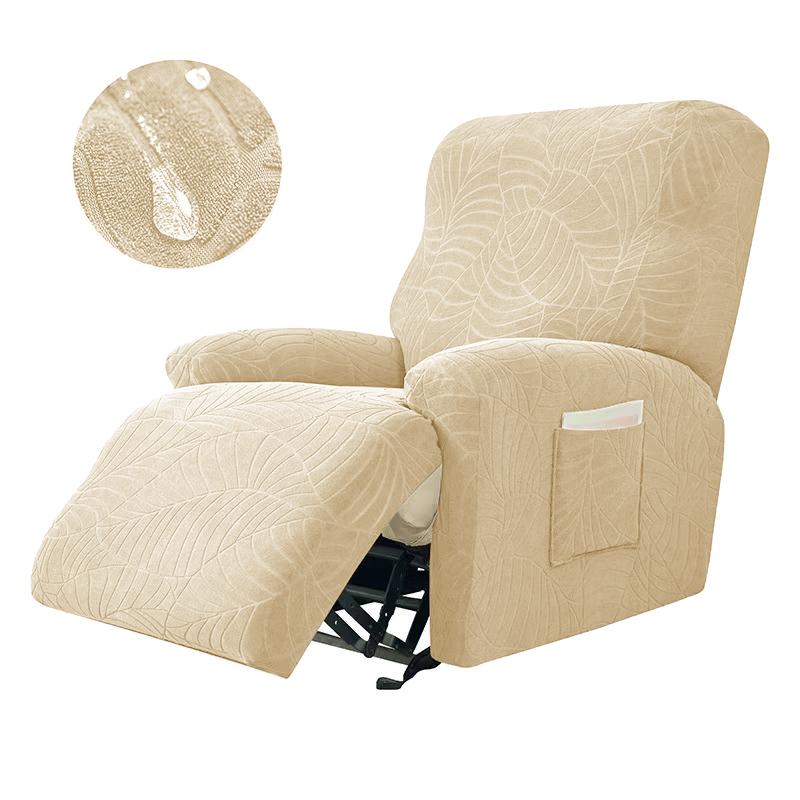 Recliner Sofa Cover Lazy Chair Solid Color Cushion Cover Sofa Cover 1/2/3/4 Seat Waterproof Leaf Texture Sofa