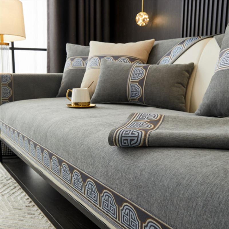Embroidery Non-slip Sofa Towel Pillowcase Decore Home L-shaped Sofas Cushion Four Season Universal Sofa Cover Home