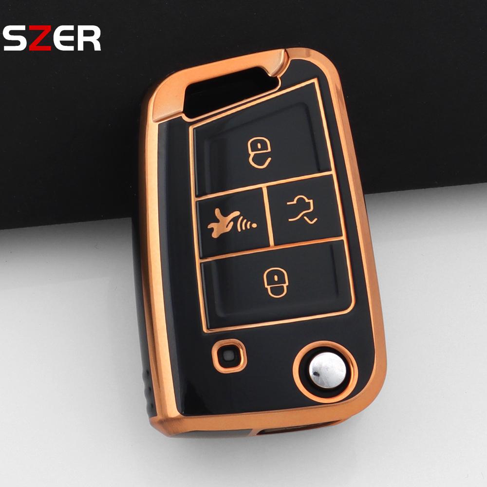 4 Buttons Tpu Car Key Case Cover Shell Fob For Volkswagen Vw Golf 7 Alltrack Mk7 Tiguan Seat Ateca Leon Ibiza Skoda Octavia