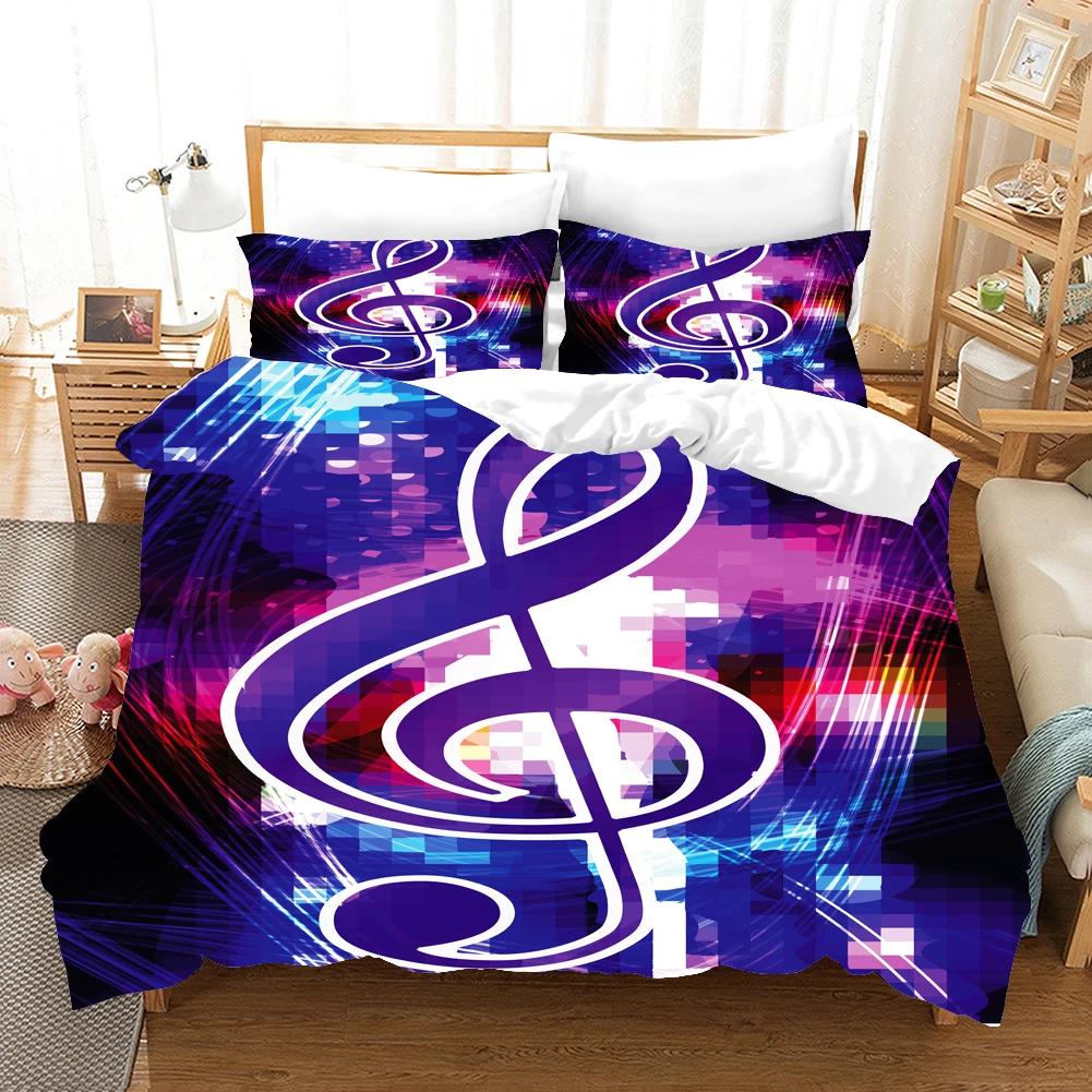 Lovers Guitar Duvet Cover SetBedding PrintMusic PatternBedclothesQuilt Covers With PillowcasesHome Textile For Teen Boy