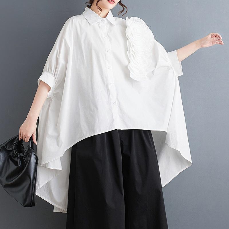 Short Sleeve Plus Size Cotton Vintage Shirts & Blouses for Blouse Casual Loose Summer Tops Women Button Up Shirt