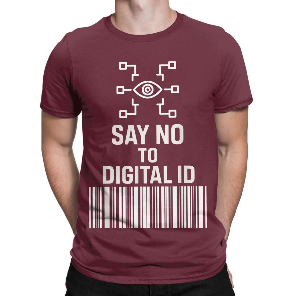 Say No To Digital Id British T-Shirt Men BritCard Protest Privacy Cotton Tee Shirt Crewneck Short Sleeve T Shirt Gift Clothing