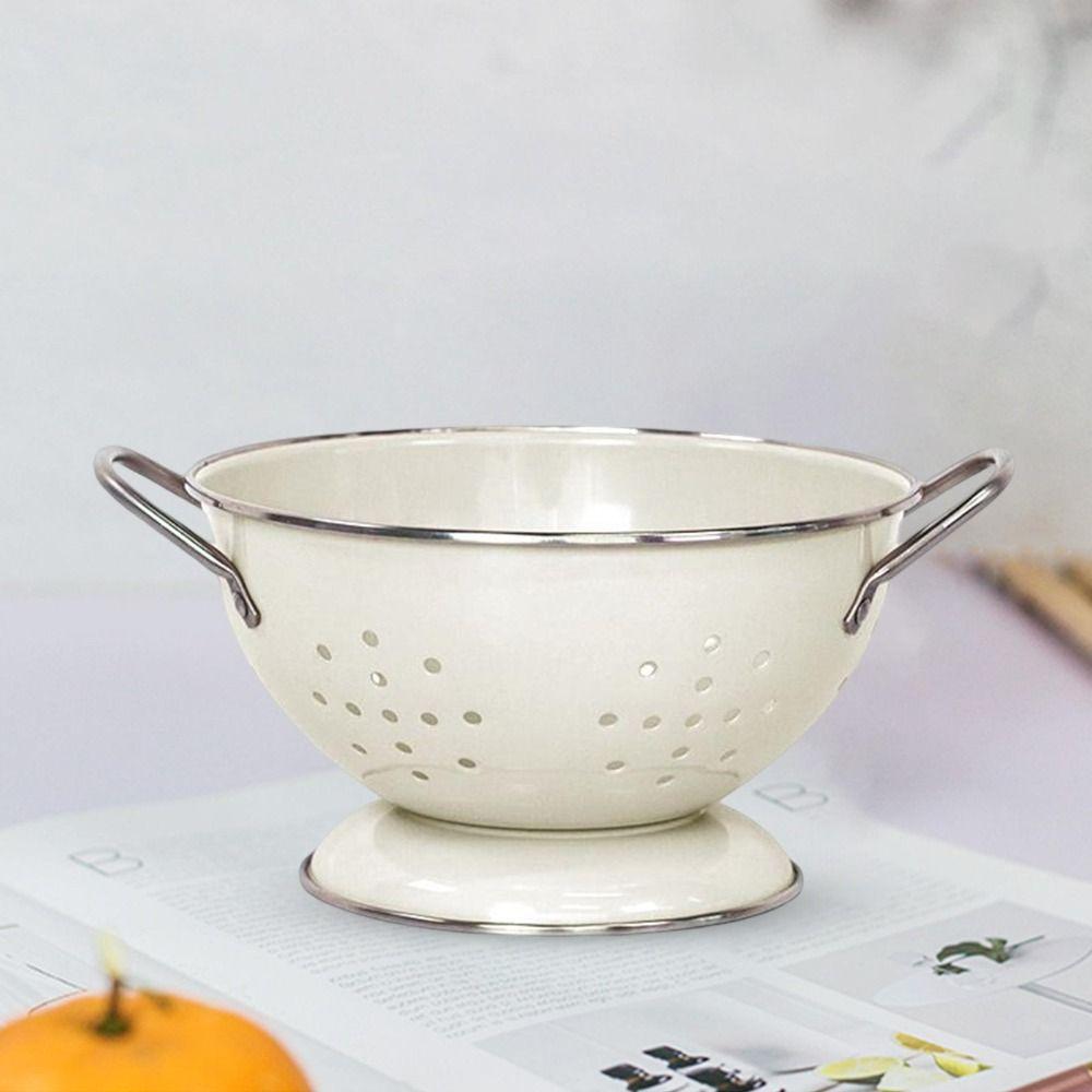 Self Draining Fruit Drain Basket Carbon Steel Vegetable Strainer Countertop