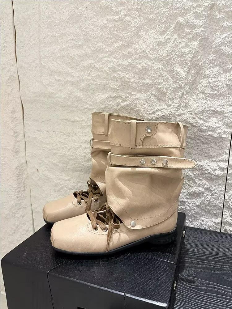 Niche versatile removable two-wear ballet single shoes women's short boots retro square head bow hollow cool boots
