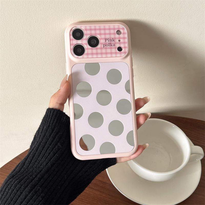 Dopamine Plaid Polka Dot Phone Case for iPhone 17/16 Pro Max/15 Pro - Luxurious Feel iPhone 16 Pro