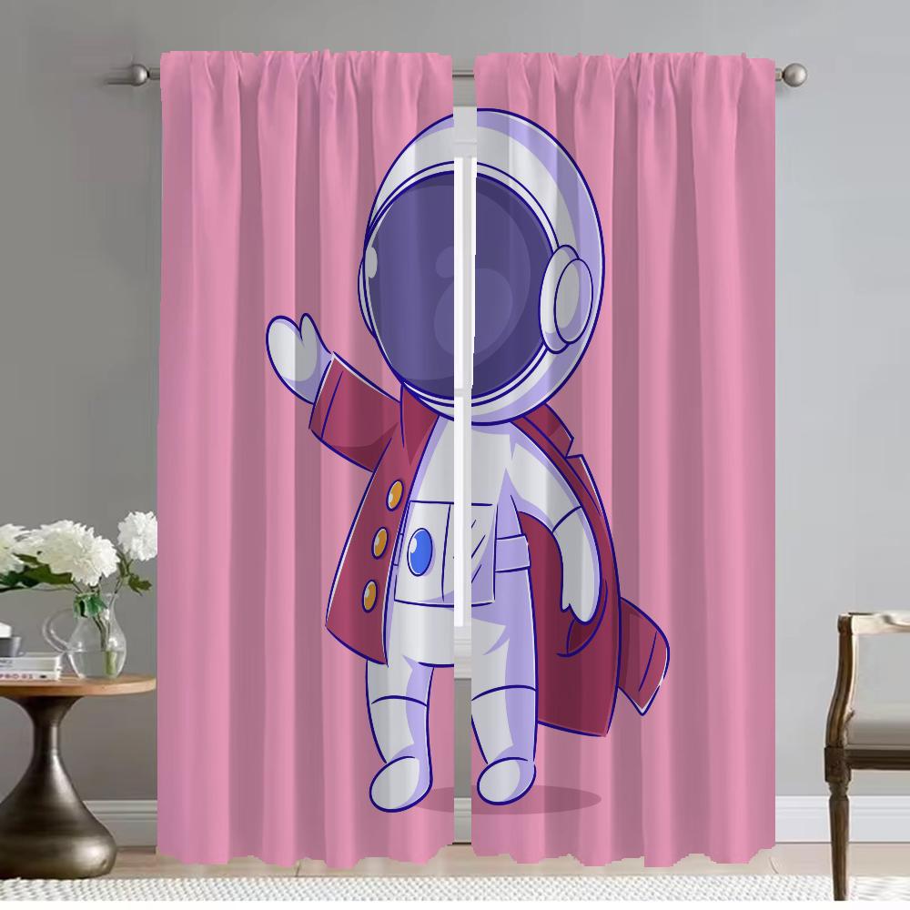 

Blackout Kitchen Curtains for Living Room Curtain for Room 2 Panel Astronaut Cartoon Partition Shades Home Interior Curtains W50xH70cmx2pcs-CL