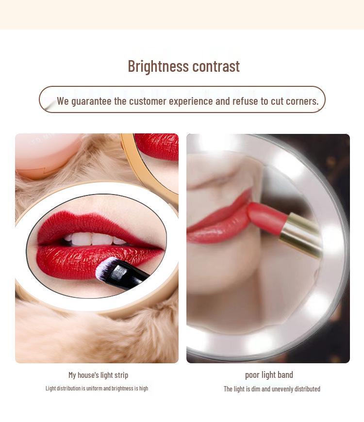 Portable USB-Charging LED Makeup Mirror: Double-Sided Folding Hand Warmer with Light & Magnification