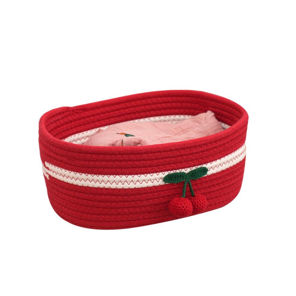 

Large Capacity Woven Storage Basket Handmade Clothing Sorting Basket Miscellaneous Items красный