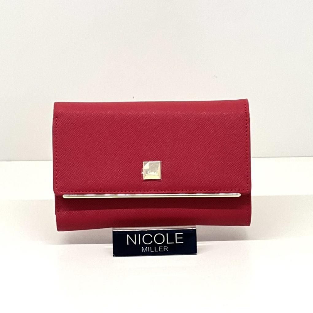 NICOLE MILLER Women's Cowhide Gold Bar Point Medium Wallet N151WW1187NE