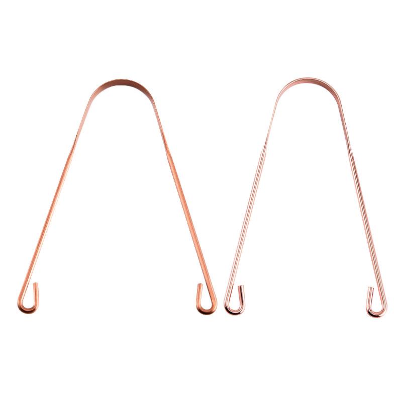 Pure Copper U-Shaped Tongue Scraper - Bad Breath Remover & Oral Care Tool