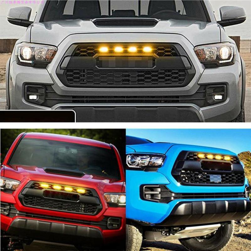 4Pcs High Brightness Car Grille LED Lights Yellow Daytime Running Warning Lamps for Off-Road Truck Safety Driving