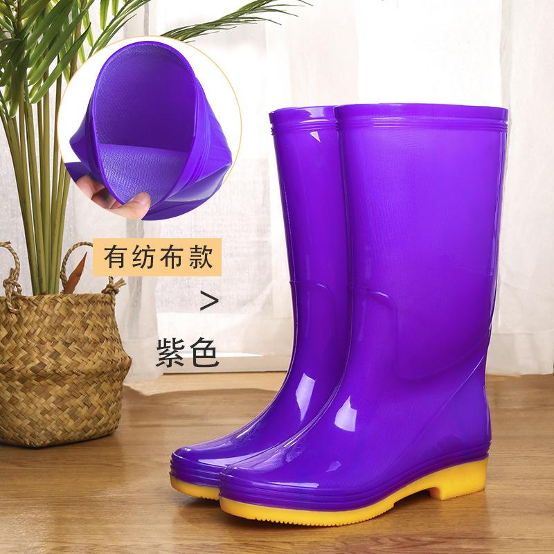 

Высокие резиновые сапоги женские длинные резиновые сапоги золотой слон водная обувь подошва из говяжьей кожи высокий каблук кухня бархат водонепроницаемая клеевая обувь 41