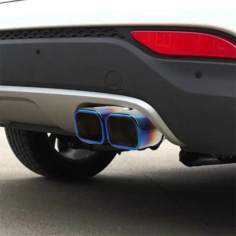 Muffler Tip Dual Outlet Universal Square Exhaust Tip Exhaust Pipe Stainless Steel Exhaust Tip Nozzle Car Tail Throat Accessories