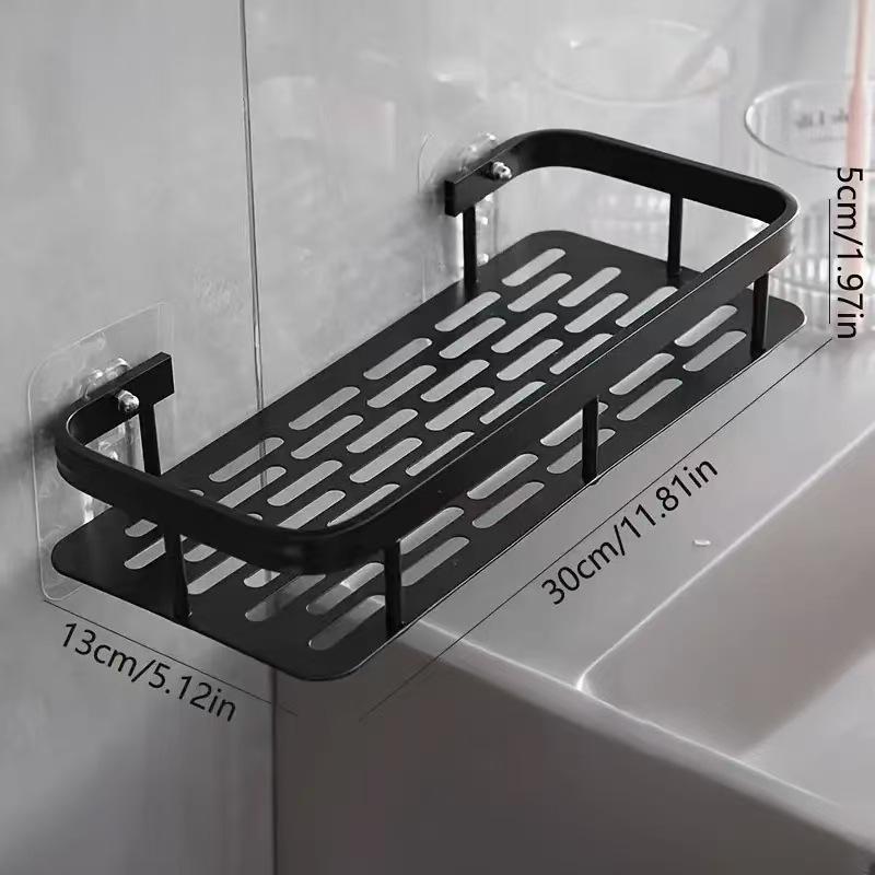 Square Punch-Free Wall-Mounted Bathroom Shelf and Storage Rack