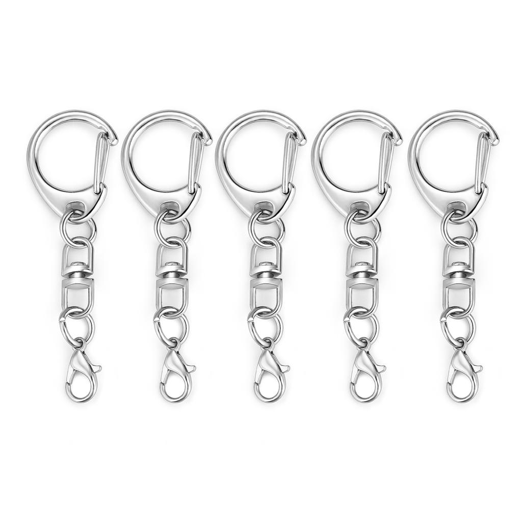 5/10pcs Lobster Clasp Key Ring Keychain C Shape Clasps Connector Hook For DIY Zircon Making Finding Key Chain Accessories