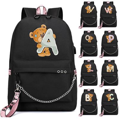 Little Bear 26 English Letters Backpack Children Bookbag Cosplay Boy Girl School Bag Large Capacity Travel Backpack for Kid