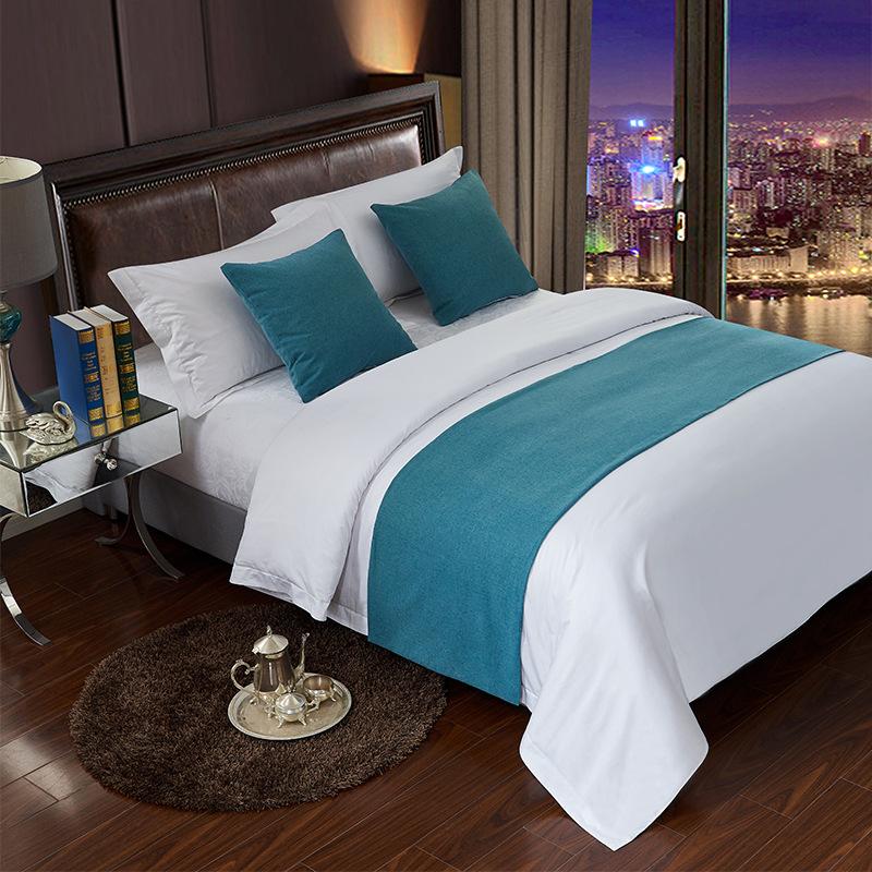 Chinese Licht Borduurde Beduite Handdoek Eenvoudig Katoen Linnen Effen Beddengoed Familie Hotel Bed Vlag Kussensloop 50x50cm  pillowca