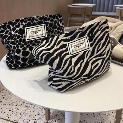 Modische Kosmetiktasche mit Leopardenmuster und Zebramuster, Kulturtasche, Damenhandtasche, Handtasche, praktische Aufbewahrungstasche mit großem Fassungsvermögen-ll