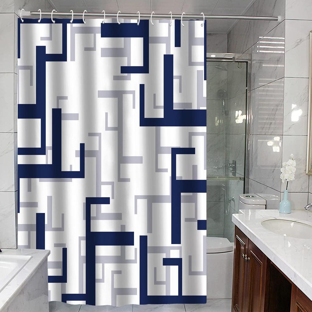 Waterproof Geometric Stripe Shower Curtain - Mildew-Proof Bathroom Partition