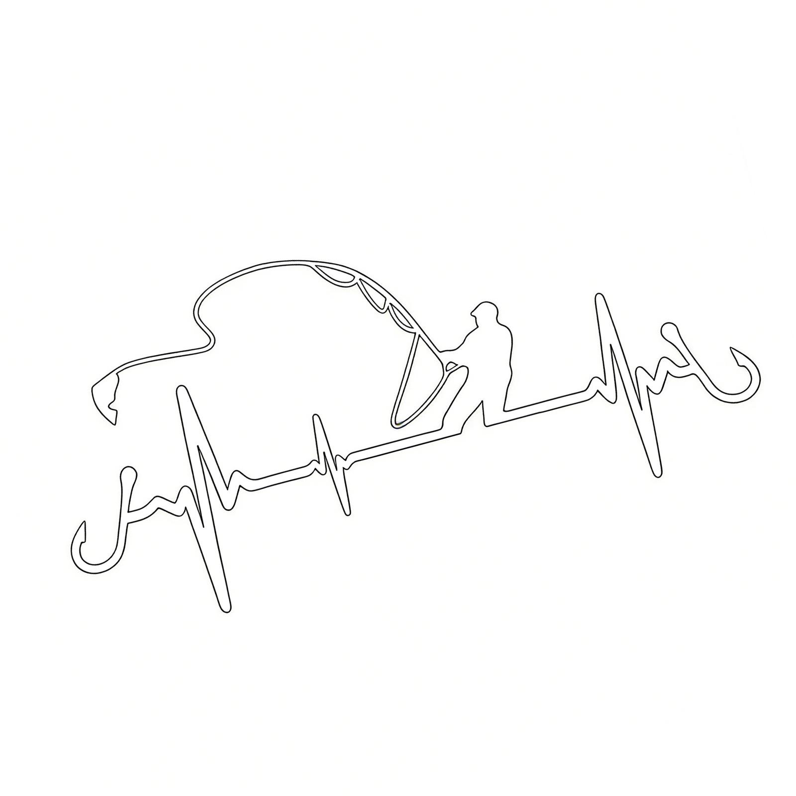Waterproof Fishing Heartbeat Design Vinyls Sticker Decal with Easy Installation for Motorcycle and Car Decoration