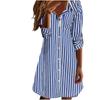 Ladies' Fashionable Striped Lapel Casual Long Sleeved Loose And Comfortable Button Up Dress