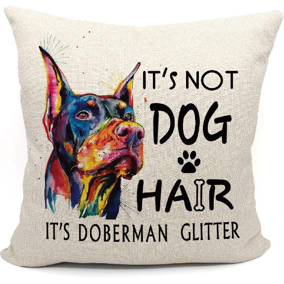 Mancheng-zi Doberman Throw Pillow Covers 18x18, Perfect for Dog Lovers Beige1