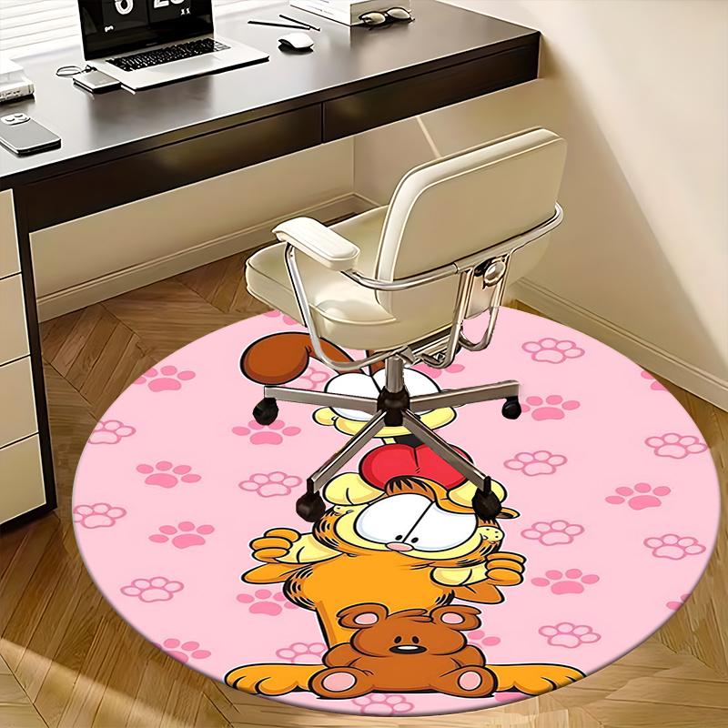 Garfield,Odie Chair mat Round Rug Office carpet, Machine Washable, Non slip, Suitable for Living Rooms, Bedrooms
