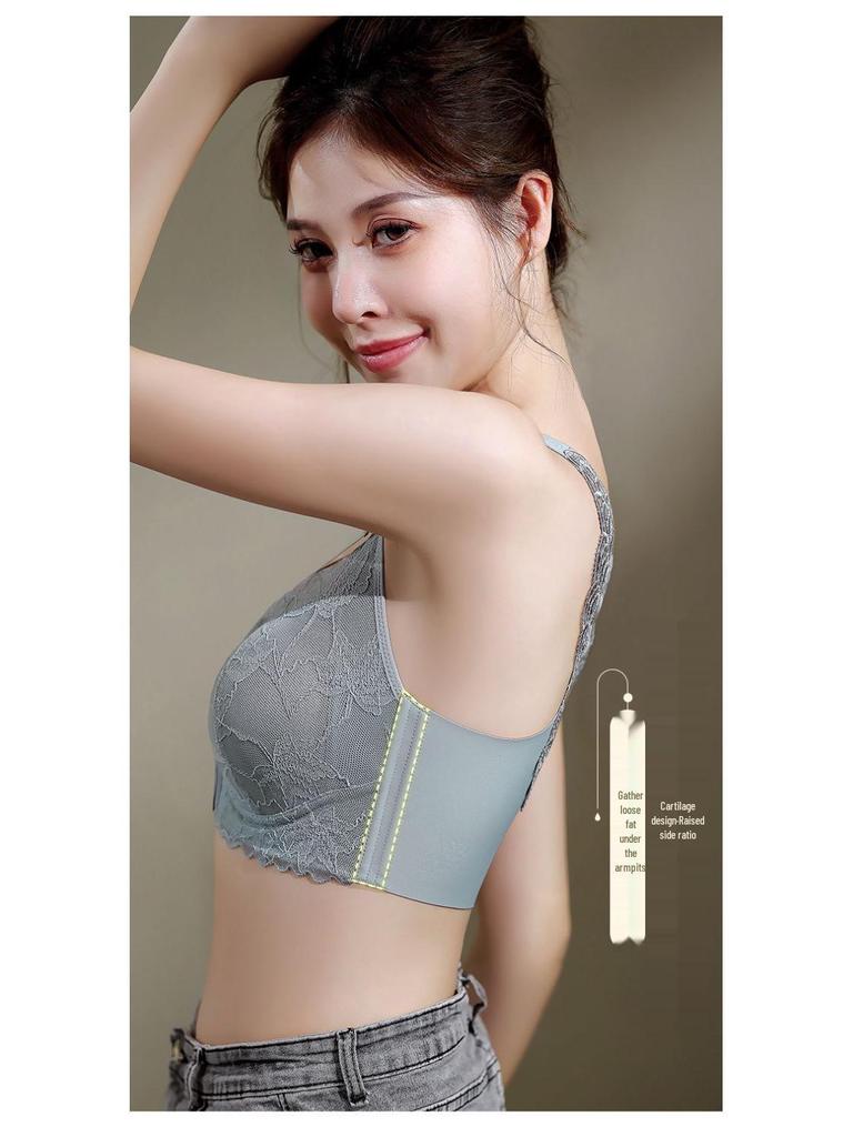 Plus Size Front Closure Wirefree Bra - Adjustable, Anti-Sagging, Side Support, Large Cup, Summer