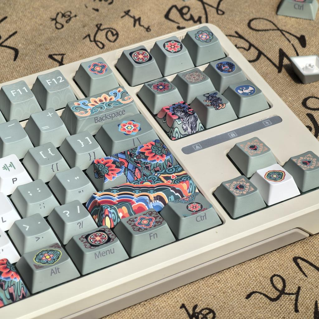 MAIMOOO Korean Keycaps Retro Cherry Morandi Green Pbt Custom Aula Ajazz Hangul Retro Keyboard Keycaps