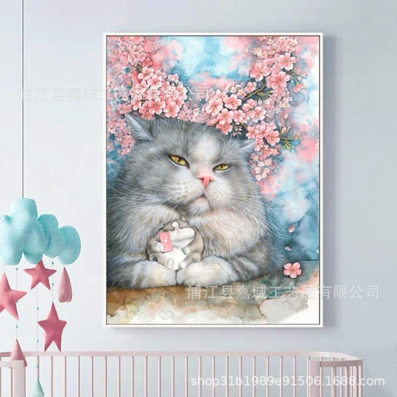 DIY Diamond Painting 5D Cartoon Cat Full Diamond Cross Stitch Living Room Decorative Painting