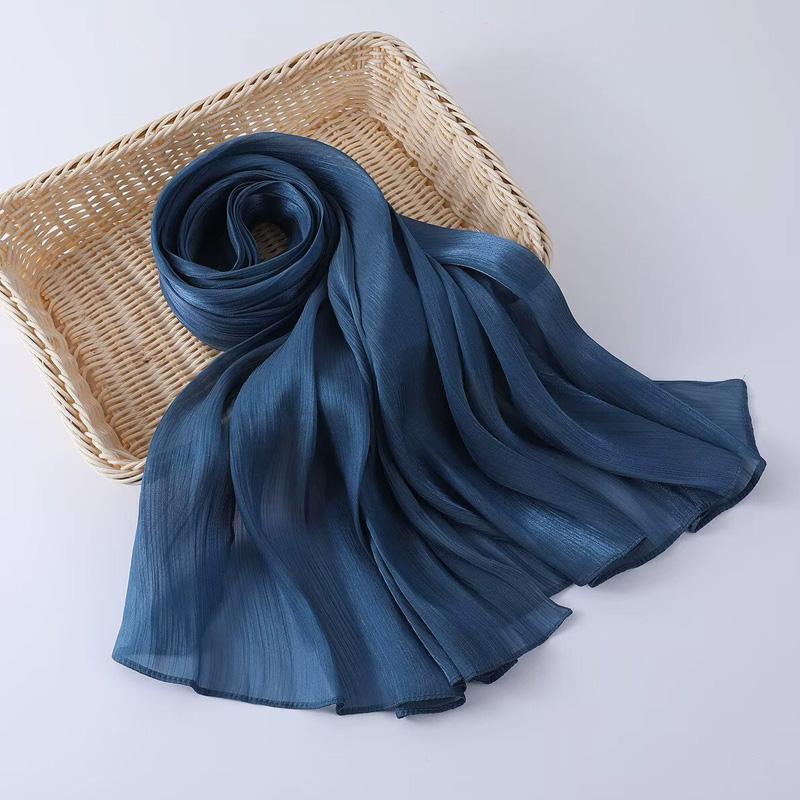 

1 шт. Плиссированный шарф с блестящим мятым глиттером, дышащий, длинный, однотонный, шифоновый, шарф-головной убор, мусульманский хиджаб 28