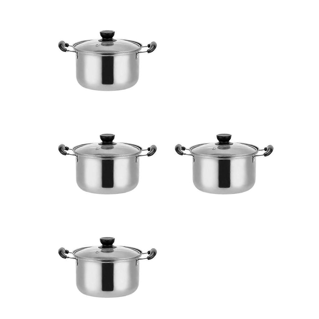 Silver Stainless Steel Cooking Pot for Soup 4Pcs Multipurpose Heat Resistant Set