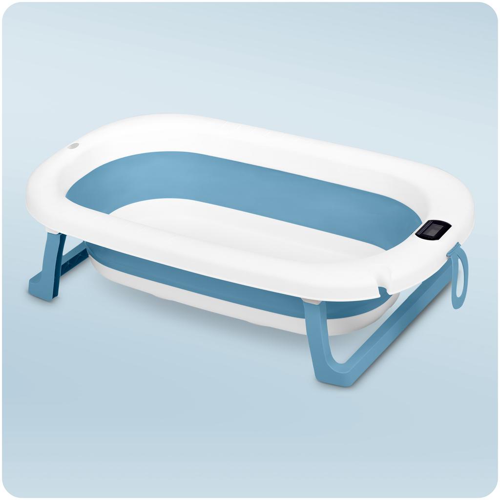 Folding Bathtub For Children, Infants With Thermometer And Insert Rk-287 White And Blue