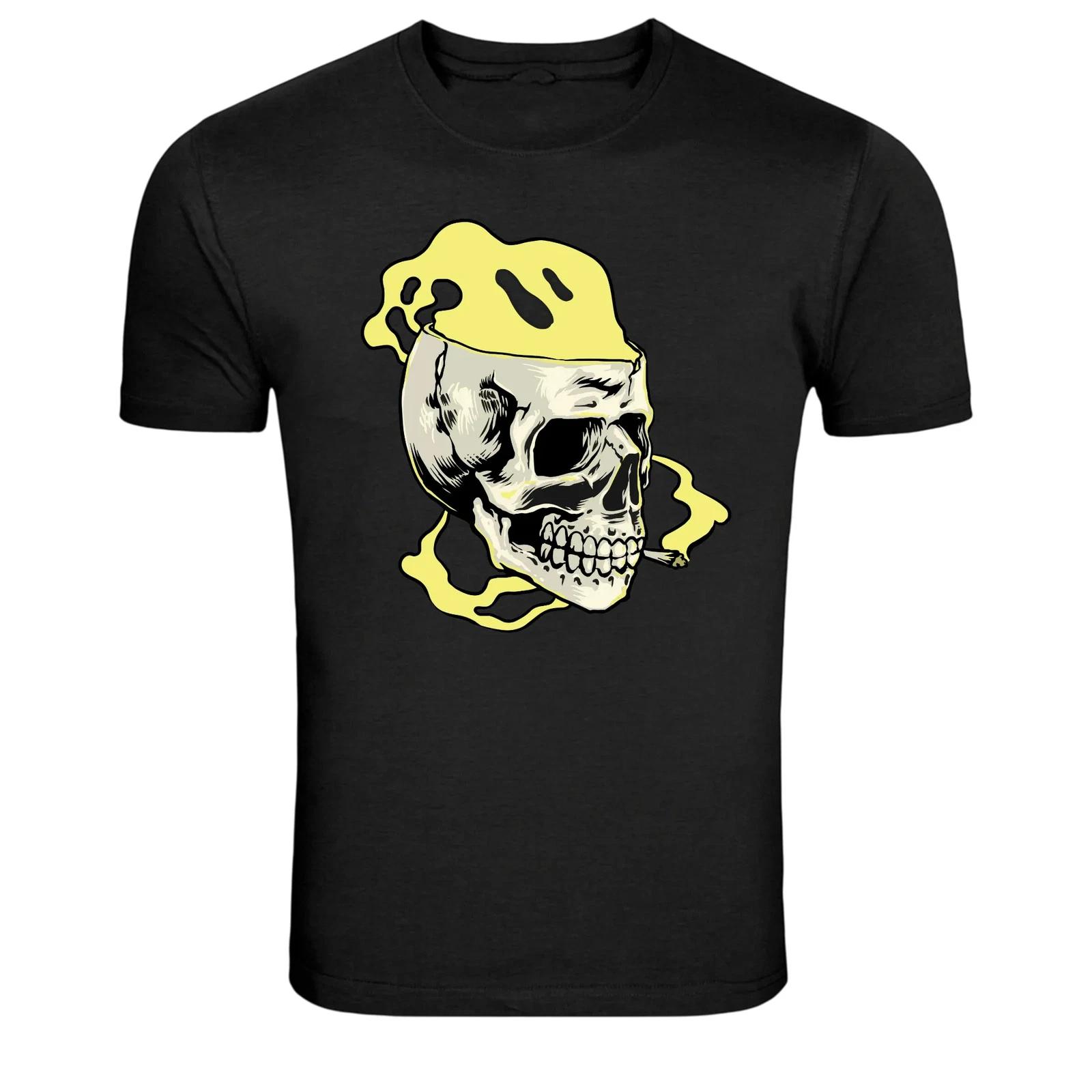 Melting Skull Smoke Street Art Graphic T-Shirt 4XL
