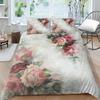 3D Classic Luxury Bedding Full Size Vintage Flower Bedspread Set Microfiber Fabric with Zipper Washable Soft Home Decoration