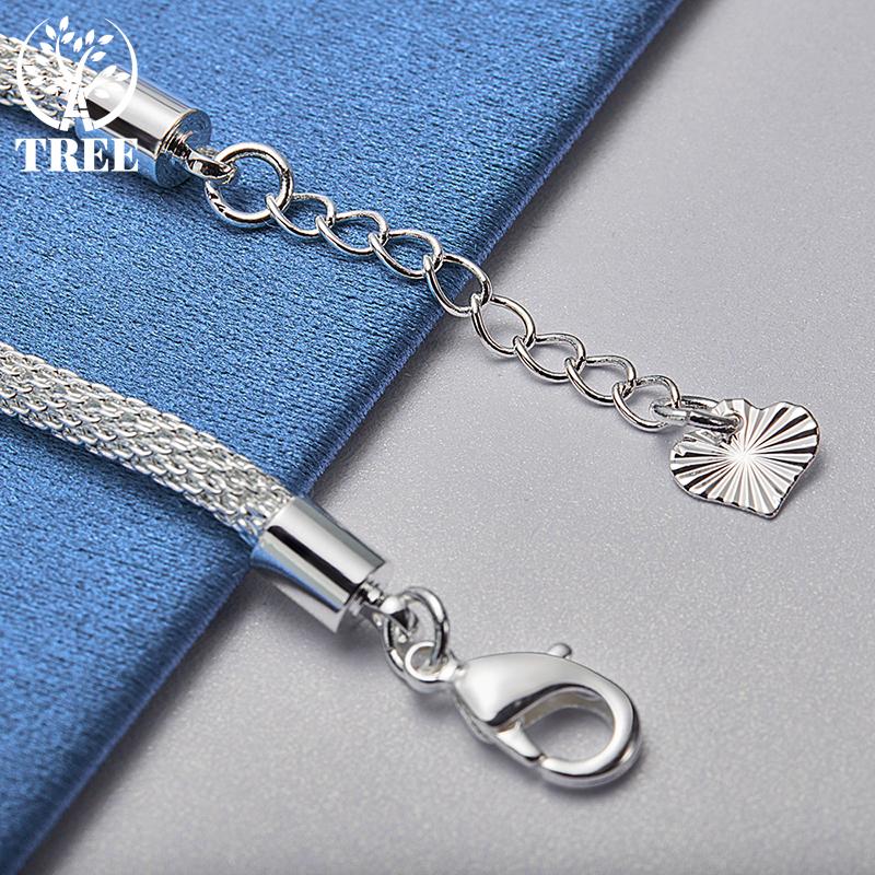 925 Sterling Silber Netzschlangen-Herz-Kettenarmband-Schmuck