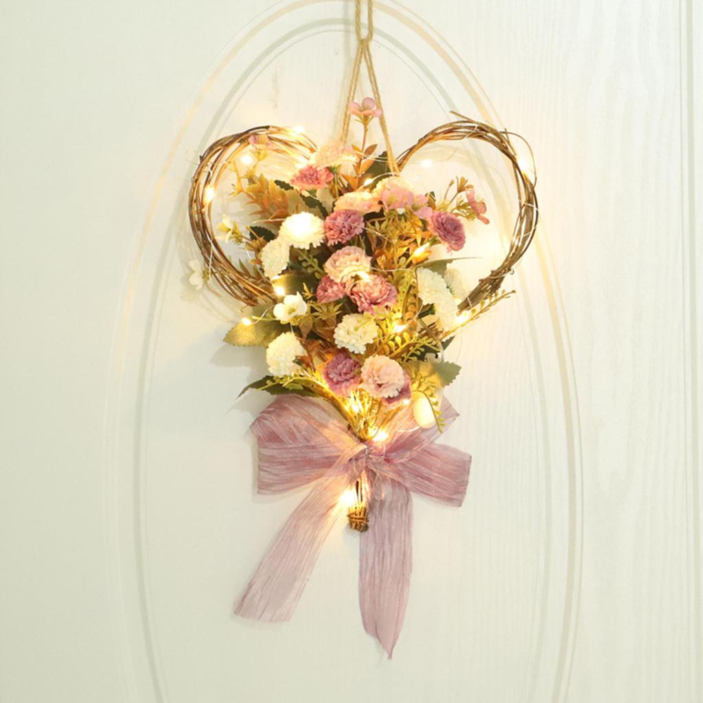 Carnation Flower Wreath Garland Silk Flower Front Door Wreath for Mother'S Day Decor Party