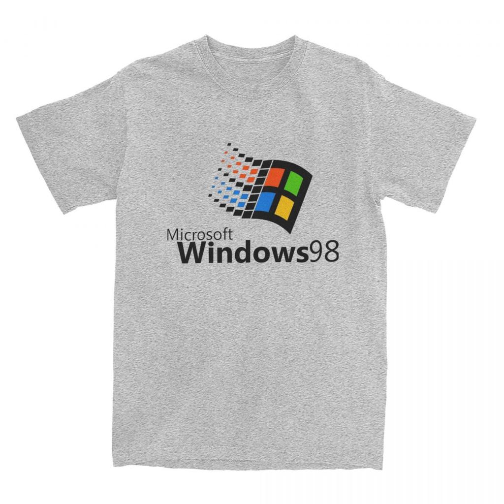 Windows 98 Vaporwave T-Shirt Computer System Harajuku T Shirts Short-Sleeve Tops Summer Cotton Breathable Plus Size 5XL Clothes