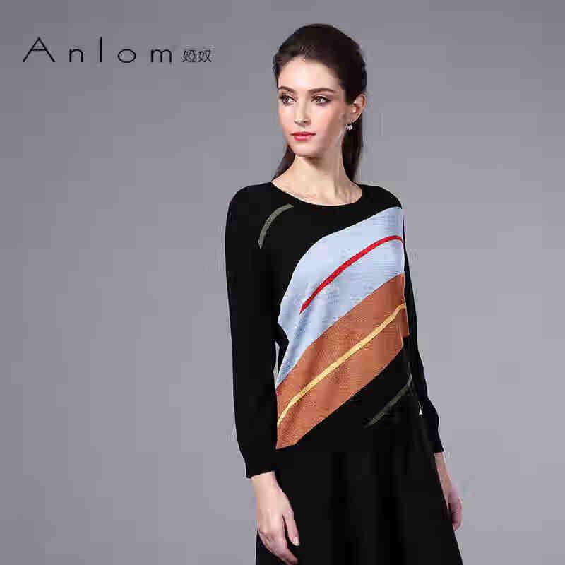 

Женский полосатый вязаный свитер Anlom с круглым вырезом и длинными рукавами 5XL