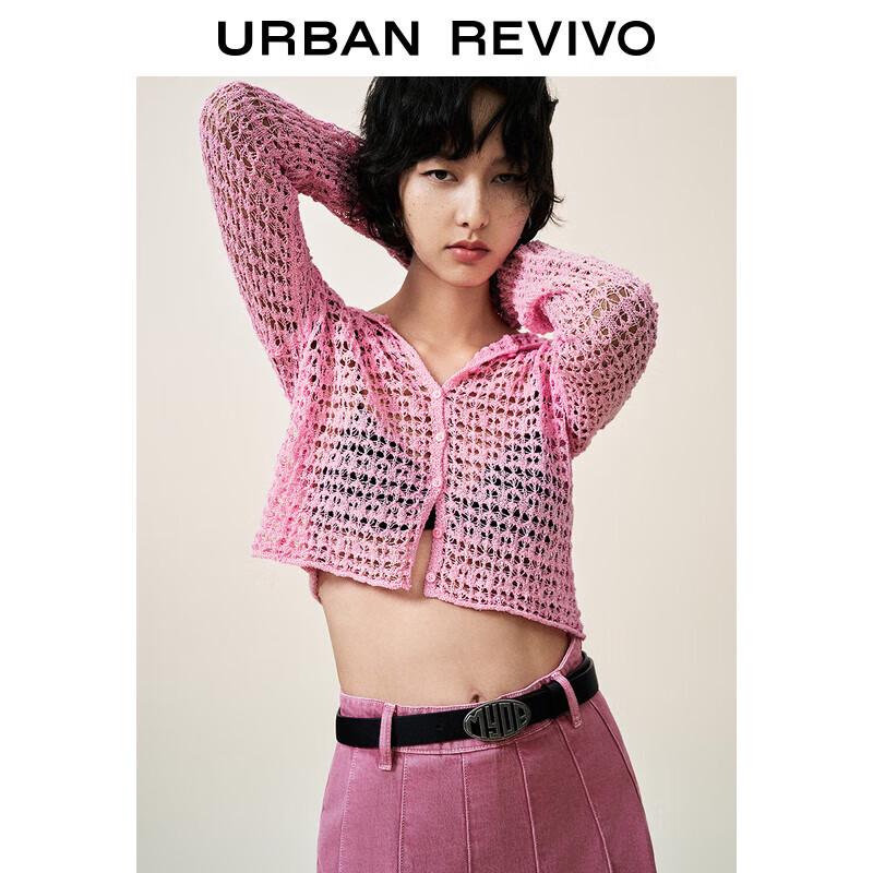 

Женский вязаный кардиган с капюшоном и текстурным ажурным узором UR M