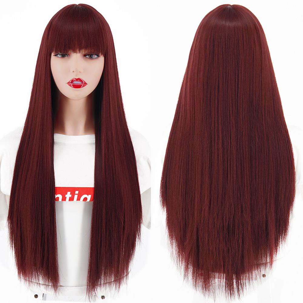 

MERISIHAIR Довга пряма світла білява перука з чубчиком Синтетичне термостійке волокно Пряма перука для жінок 24inches