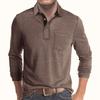 Spring Men's Long Sleeve Casual Tshirt Solid Lapel Button Up Pullover Tops Autumn Turn Down Collar Bottoming Polo Shirt