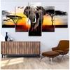 5 Paneler Elefantaffischer Canvasmålning Modern Heminredning Solnedgång Afrikanska Djurtryck Väggkonst Bilder Vardagsrum Utan Ram