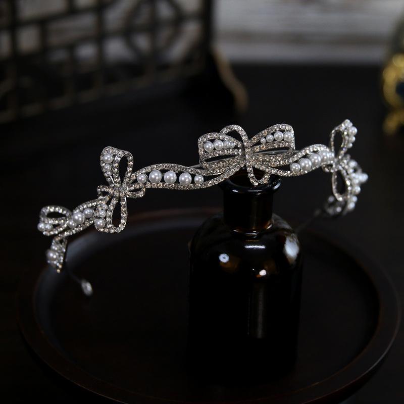 

Korean New Style Exquisite Compact Simple Pearl Bride Wedding Crown Headdress Crown Tiara Hair Accessories