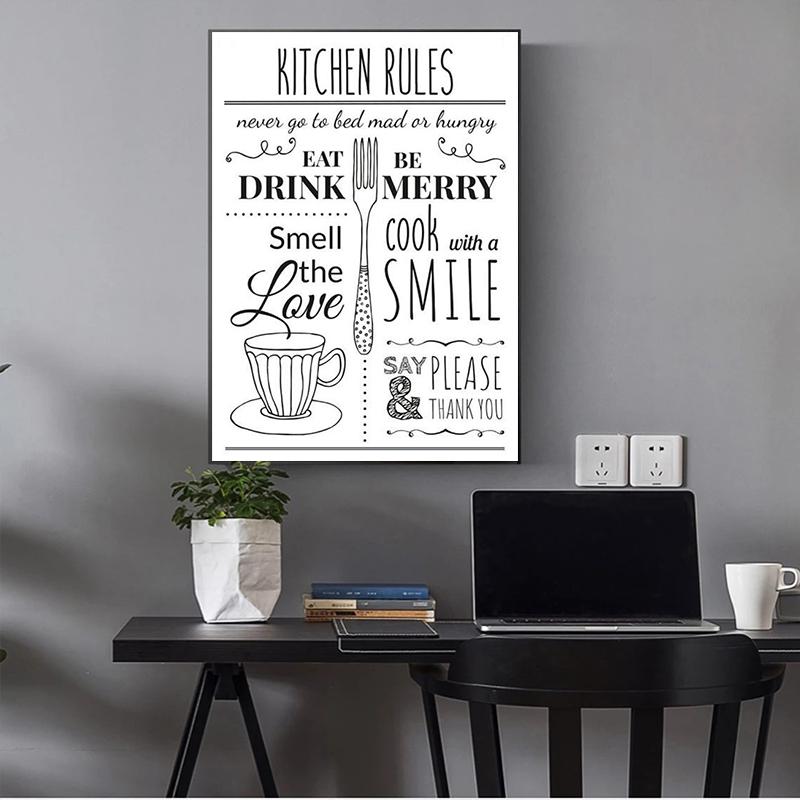 Kitchen Rules Illustration Canvas Art Poster Prints Kitchen Wall Art Decor Modern Minimalist Painting Picture Wall Decoration